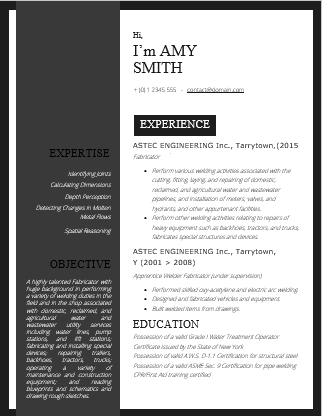 fabricator resume example